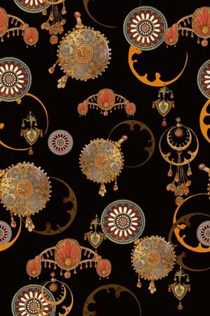 黑底花卉印花华亿平台图片