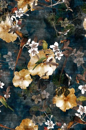 花鸟印花华亿平台图片