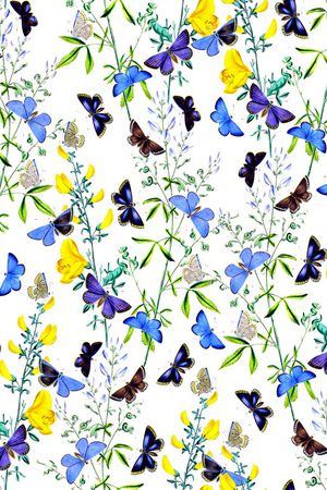 花卉蝴蝶印花华亿平台图片