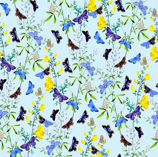 花卉蝴蝶印花华亿平台图片