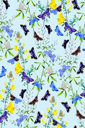 花卉蝴蝶印花华亿平台图片