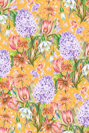 手绘花卉印花华亿平台图片