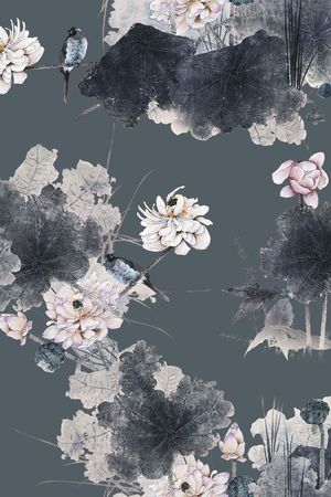 花鸟印花华亿平台图片