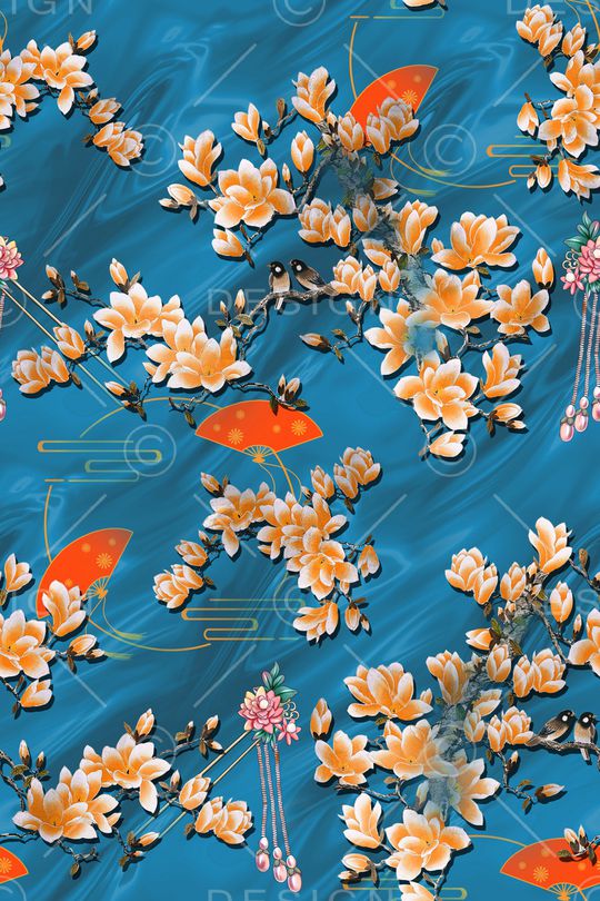 玉兰花印花华亿平台图片