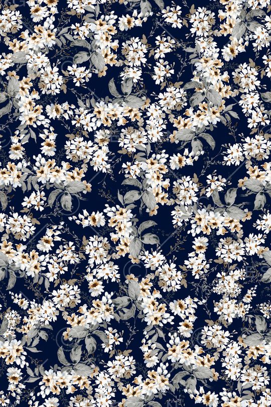 黑底花卉印花华亿平台图片