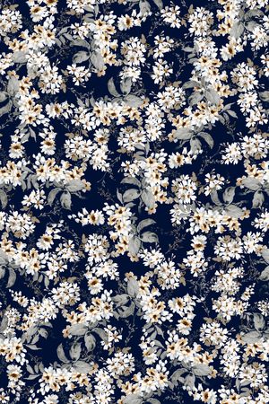 黑底花卉印花华亿平台图片