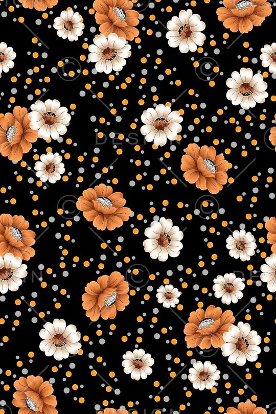 黑底花卉印花华亿平台图片