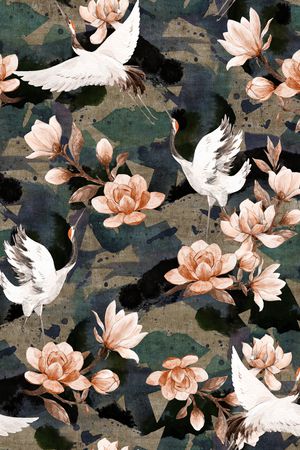 仙鹤印花华亿平台图片