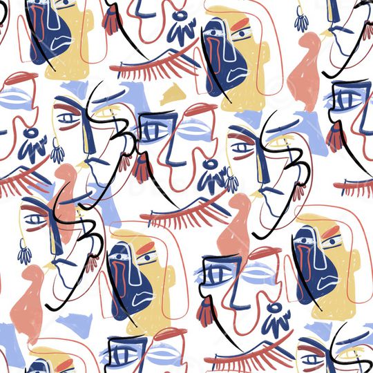 线条画印花华亿平台图片