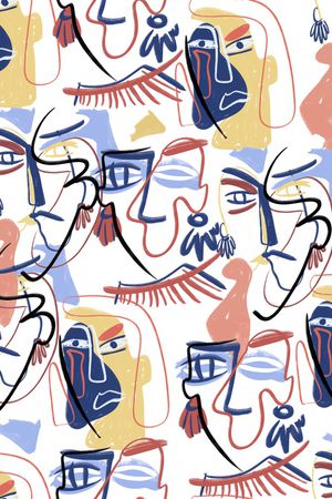 线条画印花华亿平台图片