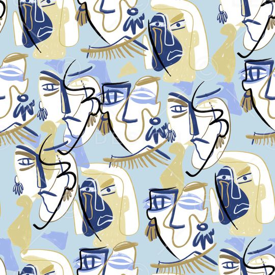 线条画印花华亿平台图片