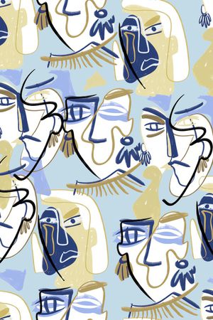 线条画印花华亿平台图片