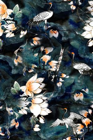 仙鹤印花华亿平台图片