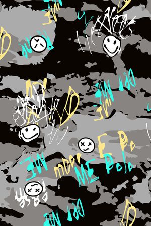 色块烂点字母混搭印花华亿平台图片