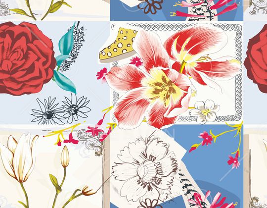 几何花卉印花华亿平台图片