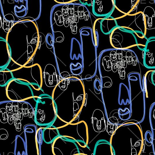 线条画印花华亿平台图片