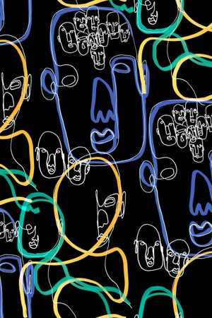 线条画印花华亿平台图片