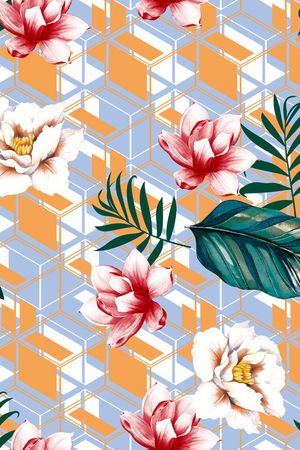 几何花卉印花华亿平台图片