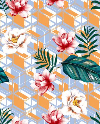 几何花卉印花华亿平台图片