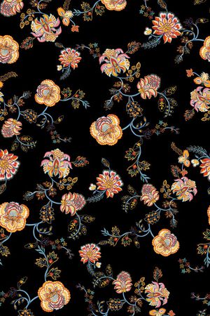 手绘花卉印花华亿平台图片