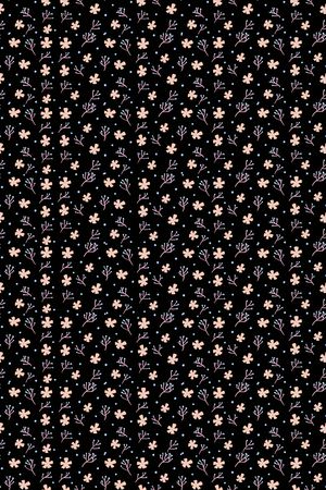 黑底花卉印花华亿平台图片