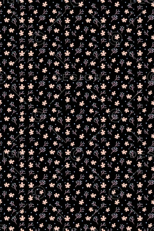 黑底花卉印花华亿平台图片