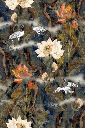 荷花印花华亿平台图片