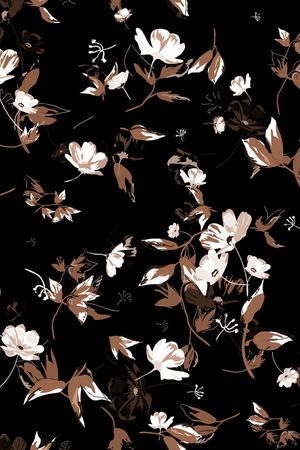 黑底花卉印花华亿平台图片