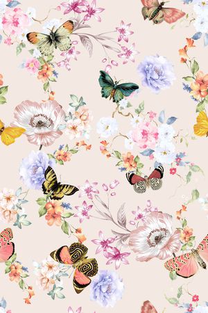 清爽底花卉印花华亿平台图片