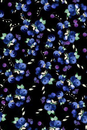 黑底花卉印花华亿平台图片