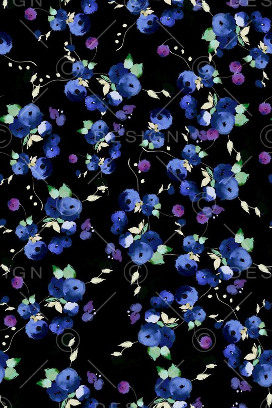 黑底花卉印花华亿平台图片