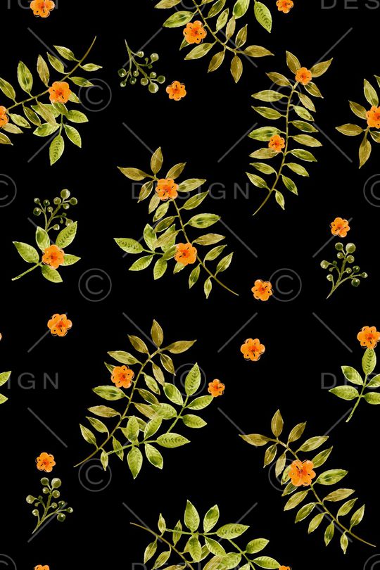 黑底花卉印花华亿平台图片