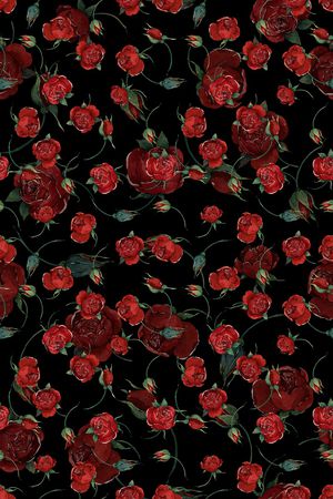 黑底花卉印花华亿平台图片