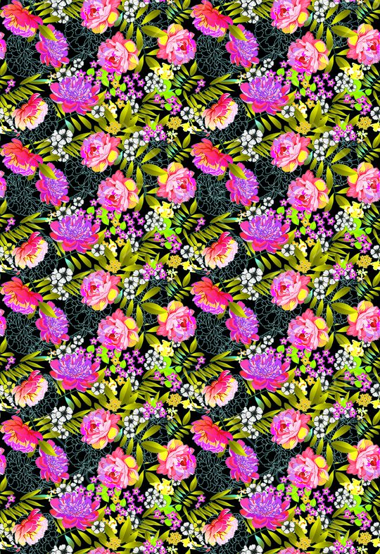 手绘大花印花华亿平台图片