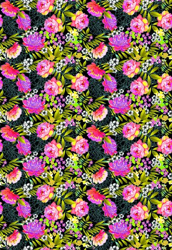 手绘大花印花华亿平台图片