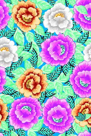 手绘大花印花华亿平台图片