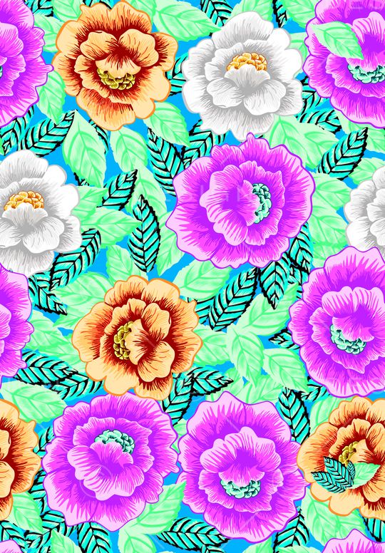 手绘大花印花华亿平台图片