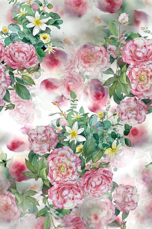 水彩花卉印花华亿平台图片