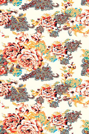 手绘大花印花华亿平台图片