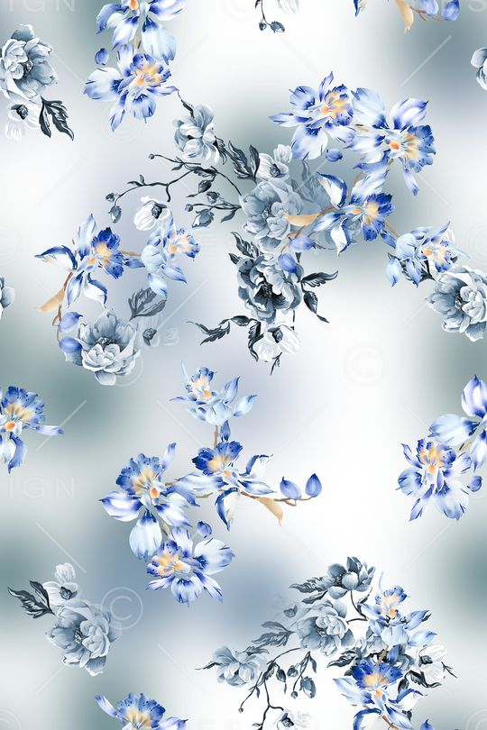 清爽底花卉印花华亿平台图片