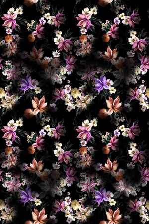 清爽底花卉印花华亿平台图片