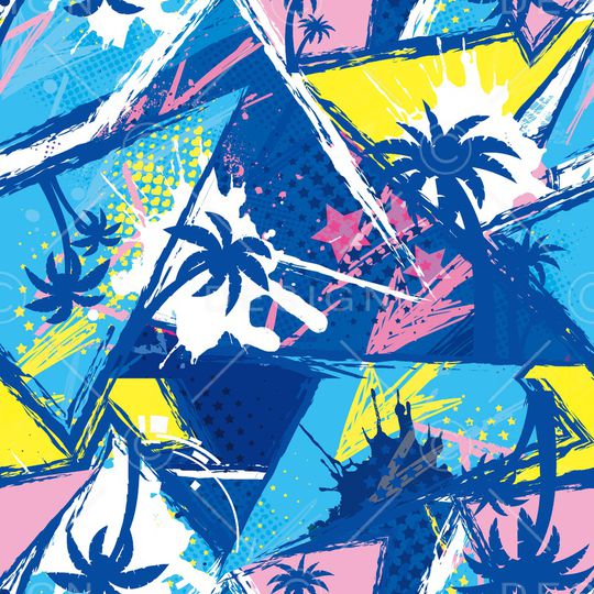 几何花卉印花华亿平台图片