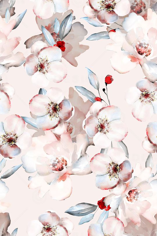 清爽底花卉印花华亿平台图片