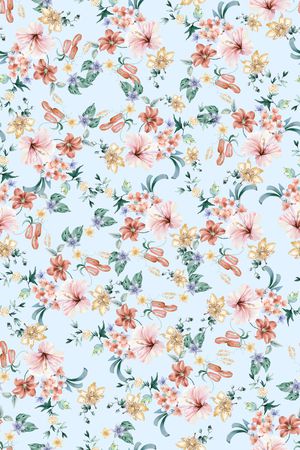 清爽底花卉印花华亿平台图片