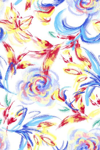 清爽底花卉印花华亿平台图片