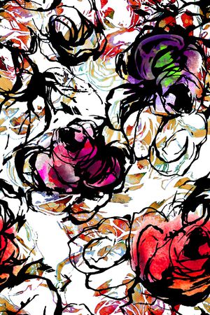 手绘花卉印花华亿平台图片