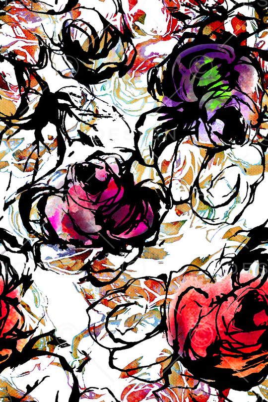 手绘花卉印花华亿平台图片