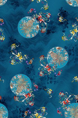 民族花卉印花华亿平台图片