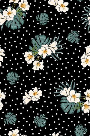 黑底花卉印花华亿平台图片