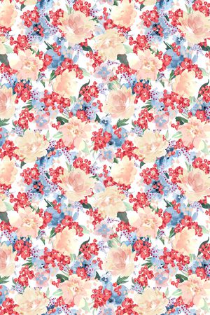 水彩花卉印花华亿平台图片